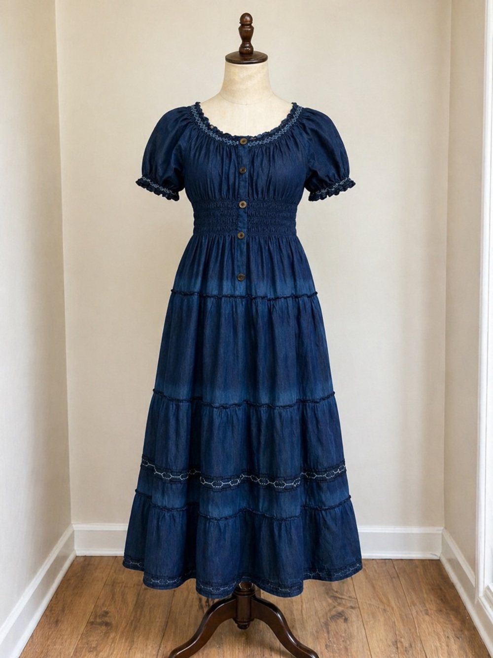Lapis Navy Blue Tiered Maxi Dress